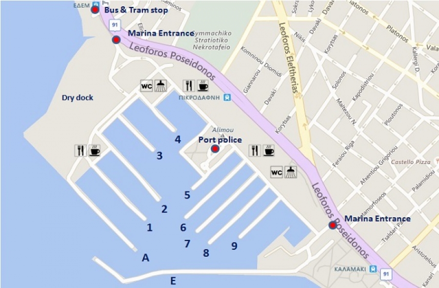 Alimos Marina Map