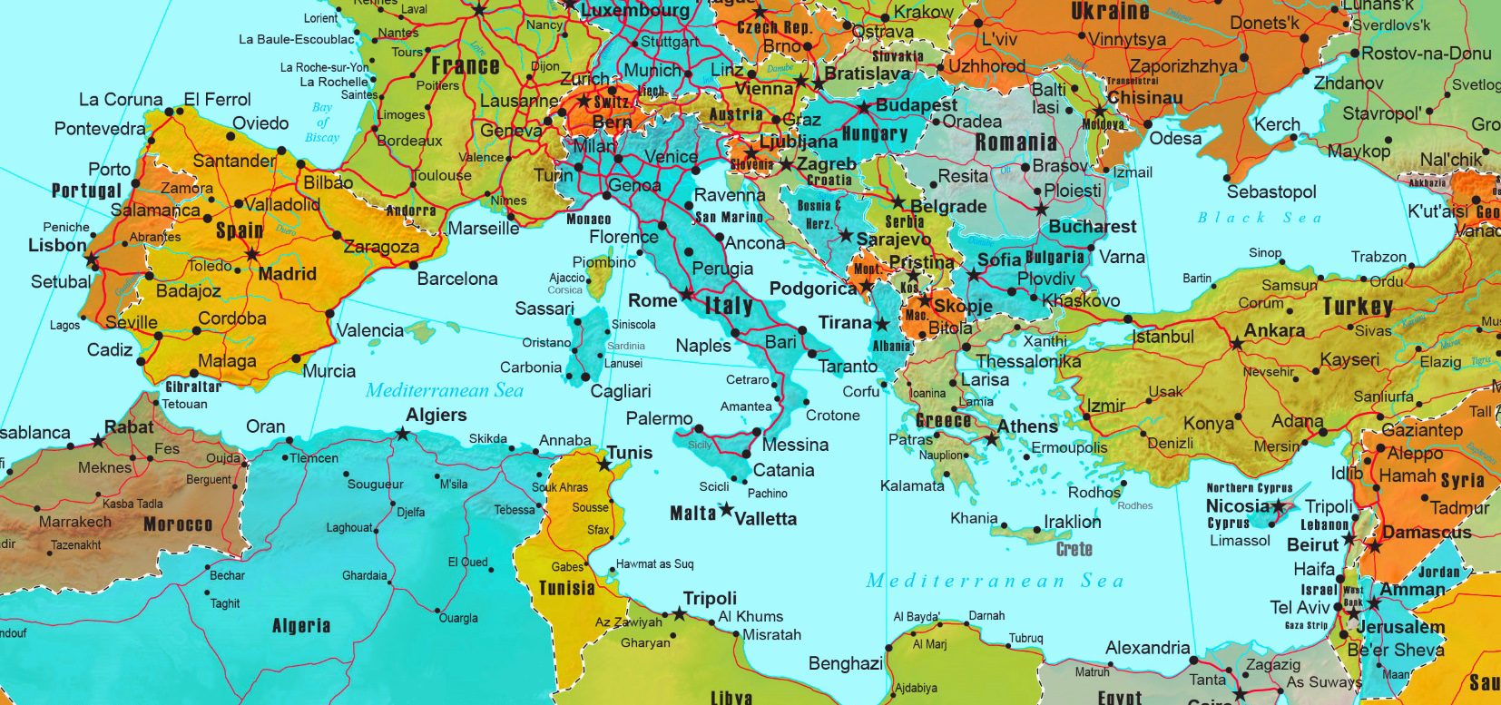 mediterranean countries map